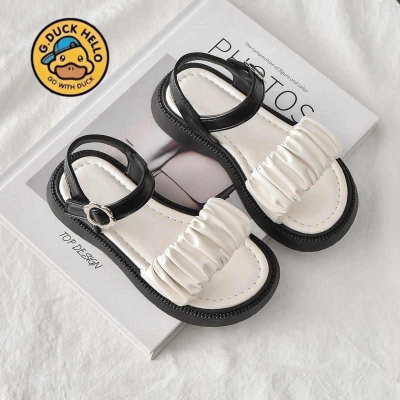 小黄鸭女童凉鞋2025年夏季新款儿童防滑软底沙滩鞋中大童公主鞋