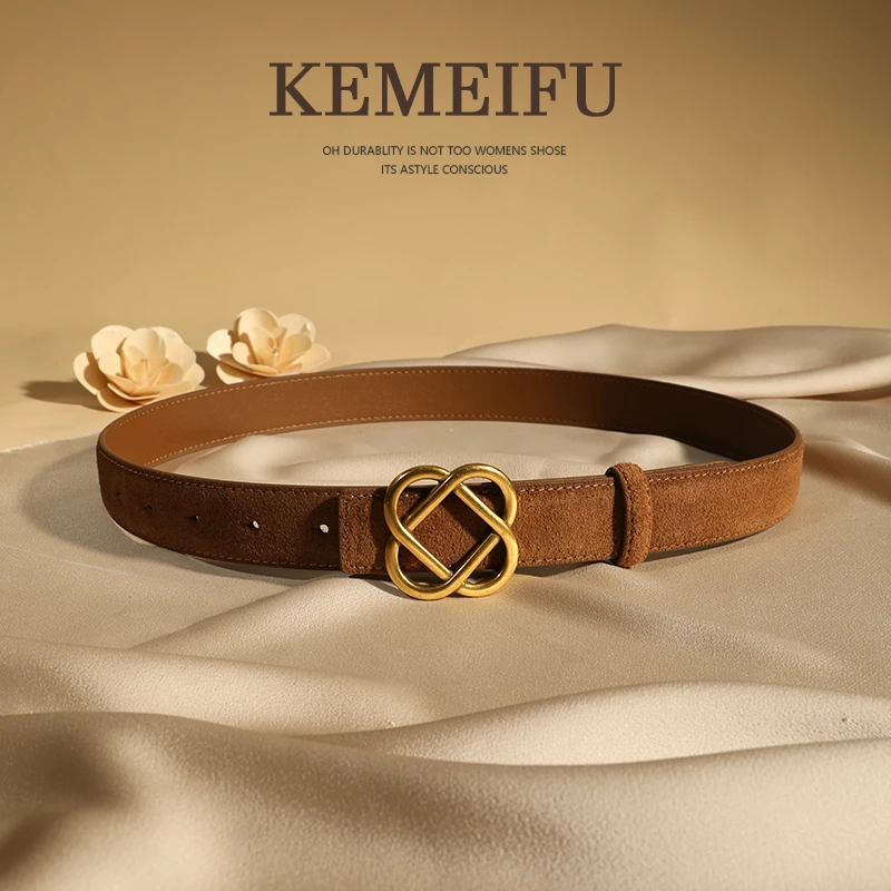 皮带女真皮麂皮绒面牛皮百搭高级感配裙子大衣牛仔裤腰带时尚腰封