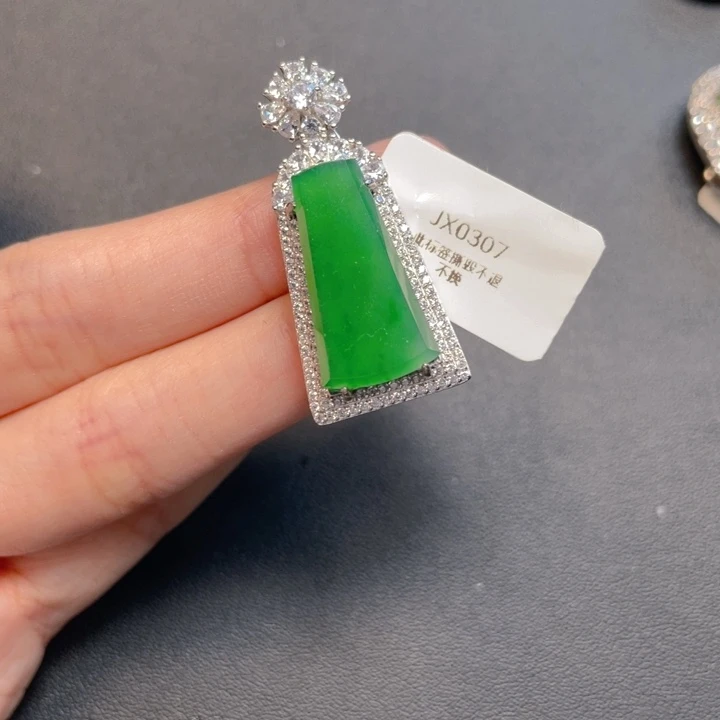 翡翠银S925镶嵌吊坠(不含链)