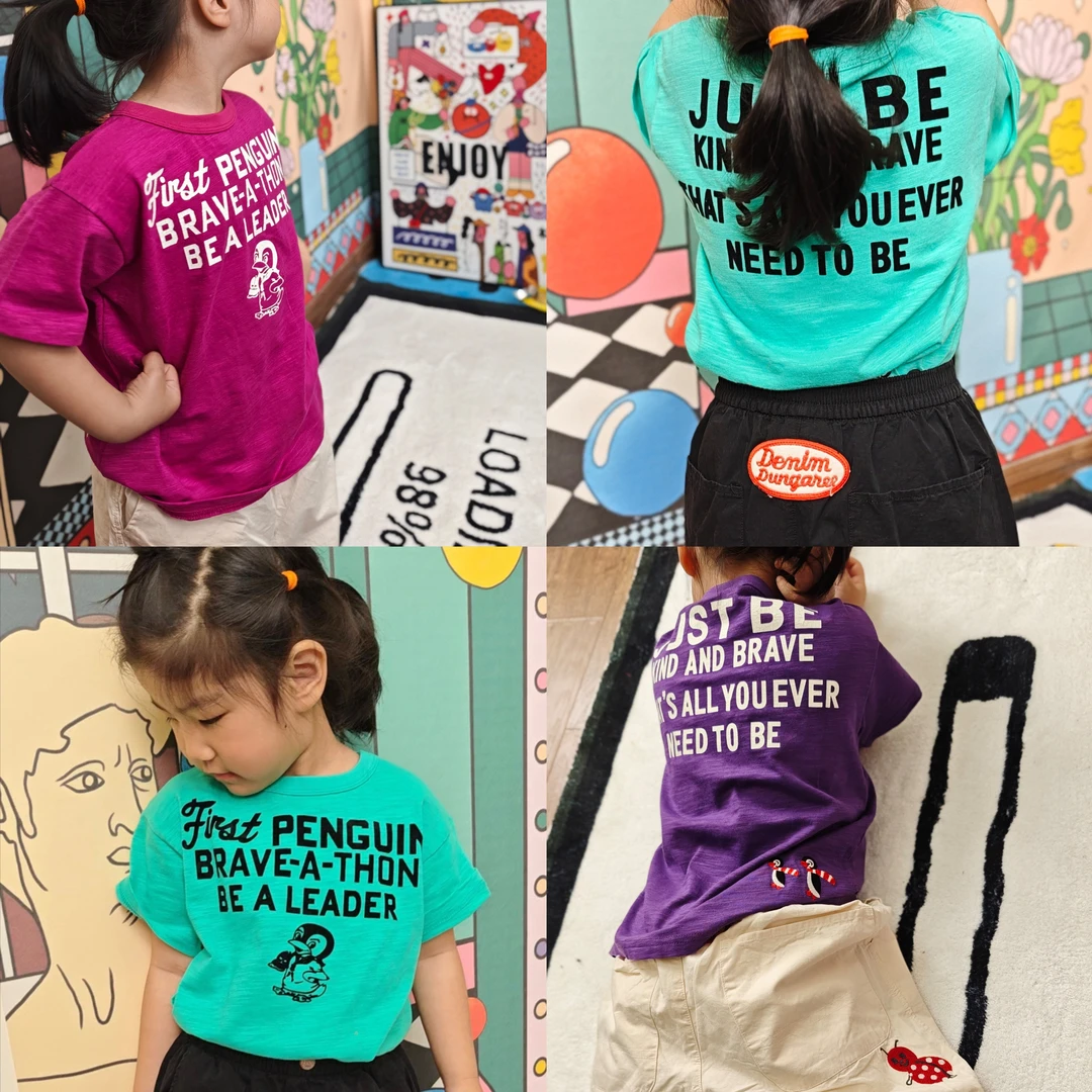 【DX】（福利清）（身高+10）儿童D家2025新款爆款企鹅章子竹节棉短袖