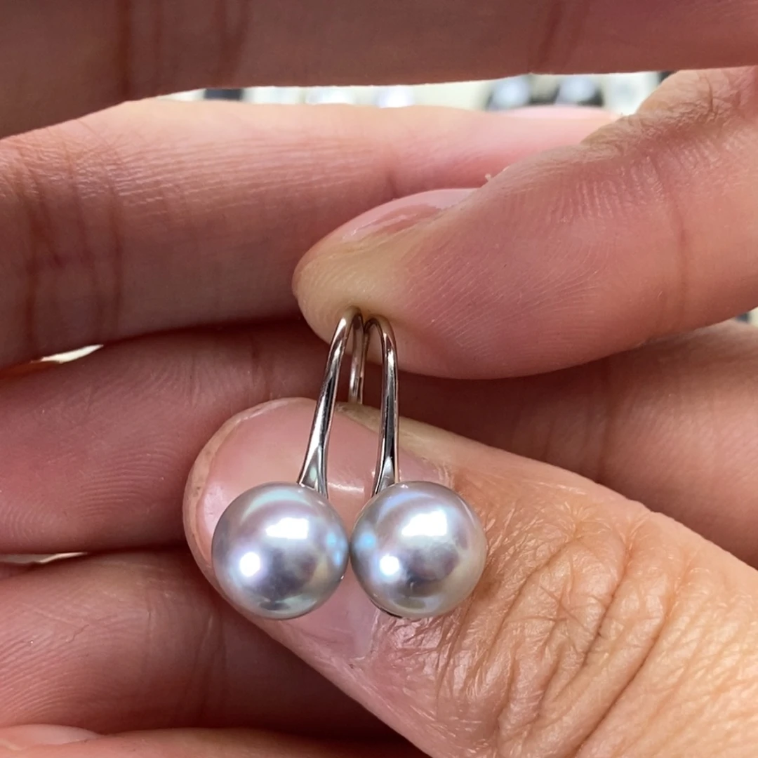 银S925镶嵌海水珍珠耳饰