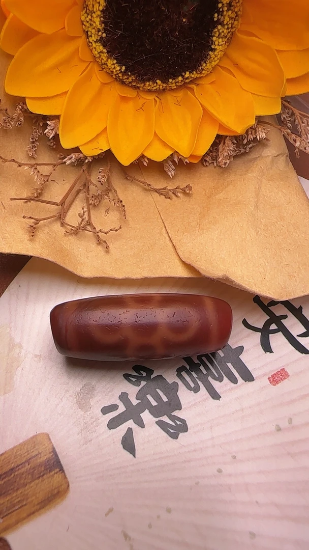 优品小卢红肉五眼闪电珠 尚品牛血红色带红砂手绘图高油32×11.9mm