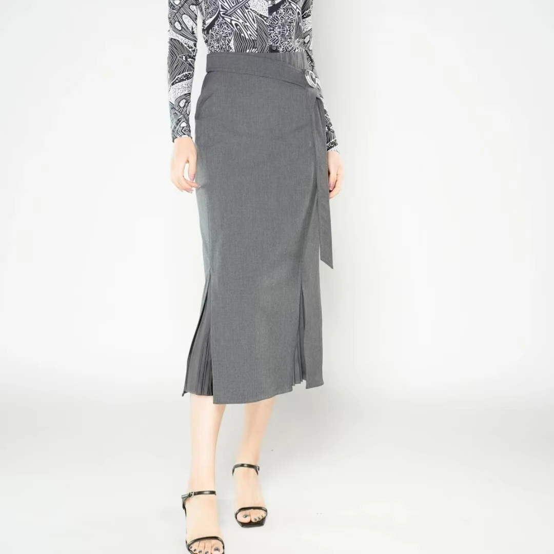 GIRDEAR/哥弟25新款时尚百搭格雷系商务半裙120032