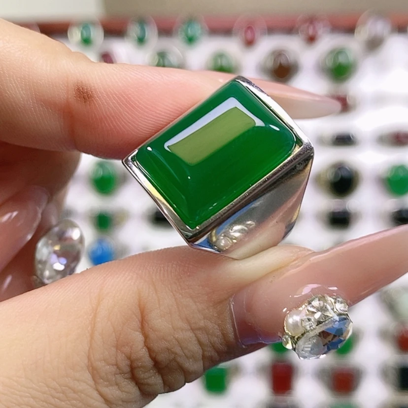 【闪购商品】银S925镶嵌戒指玛瑙/玉髓雷