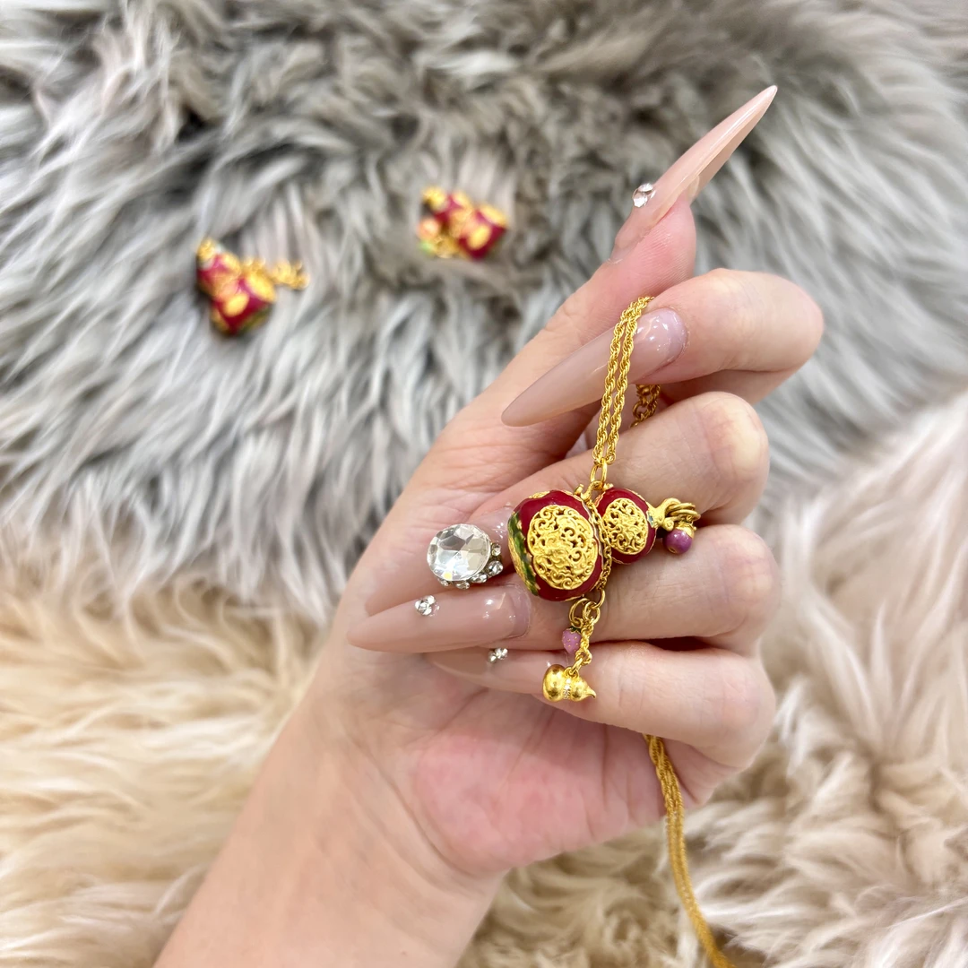 【福禄葫芦】旺桂福传承珠宝足金999古法高温烧蓝葫芦单吊坠 不含链