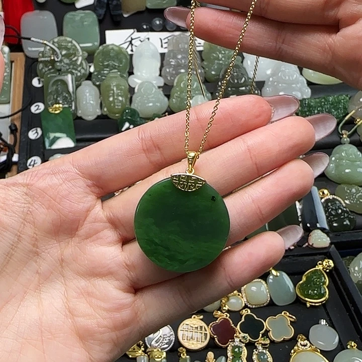 和田玉银S925镶嵌吊坠(赠链)