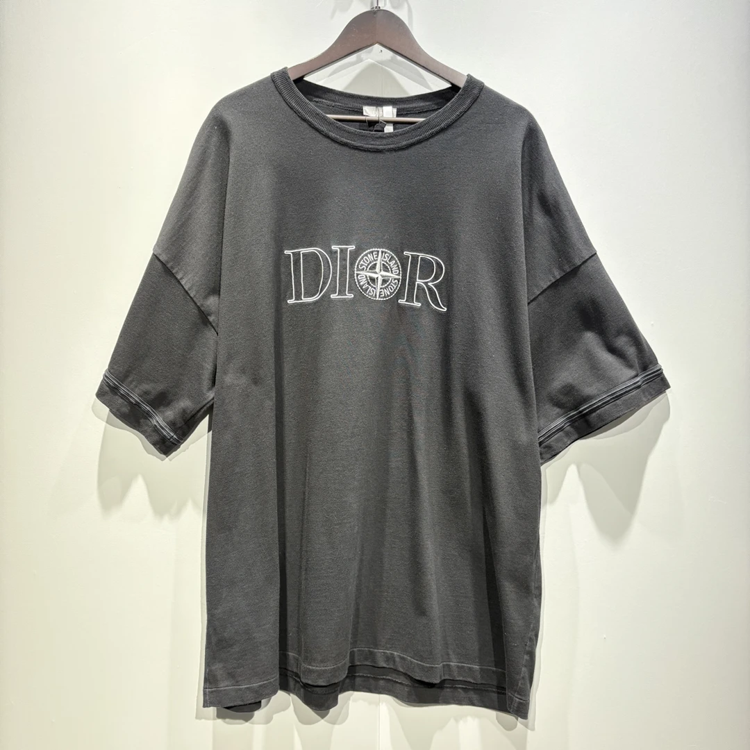 未使用 DIOR/迪奥 ss24石头岛联名刺绣logo短袖T恤 3xl/0626