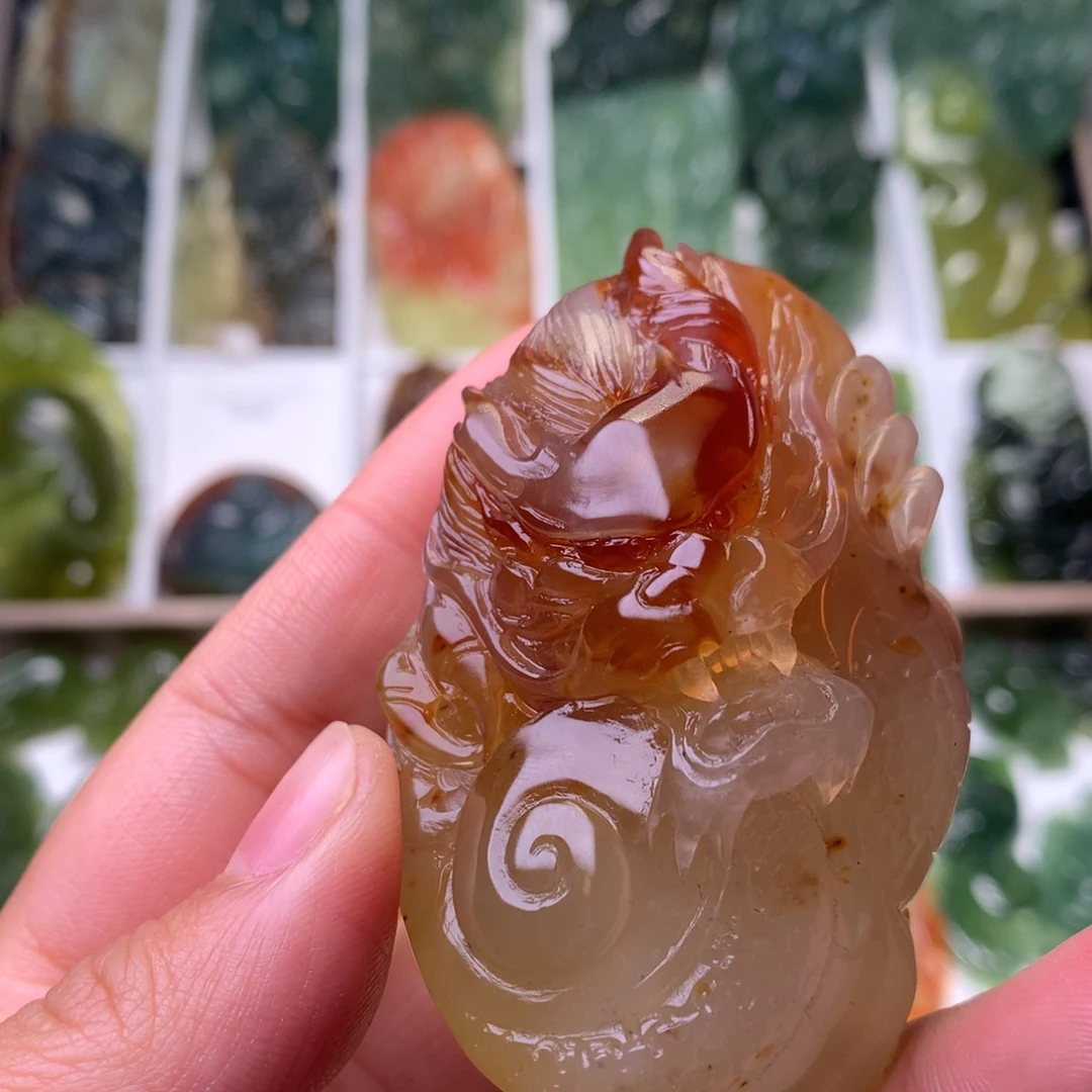 蛇纹石玉未镶嵌手把件龙