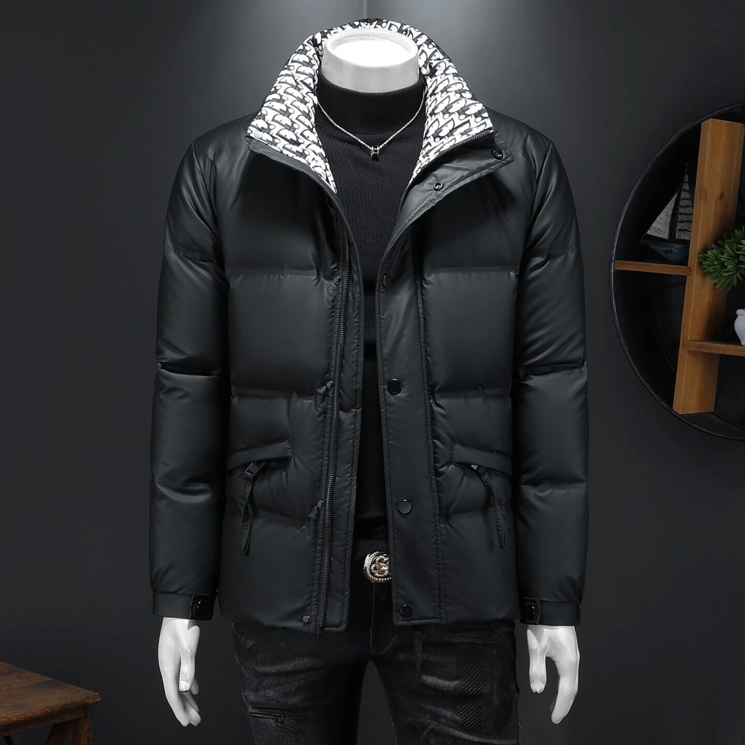 利尼科比利白鸭绒羽绒服男士加厚外套2025冬季新款短款潮牌欧洲站