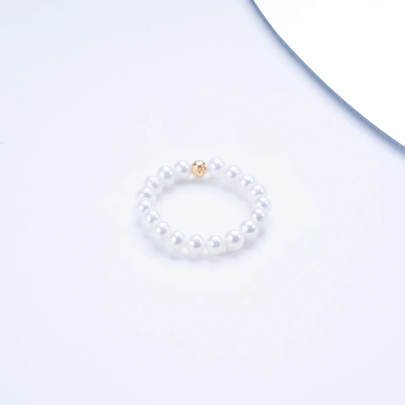 爱迪生珍珠G18K金白色珍珠戒指3-4mmQE