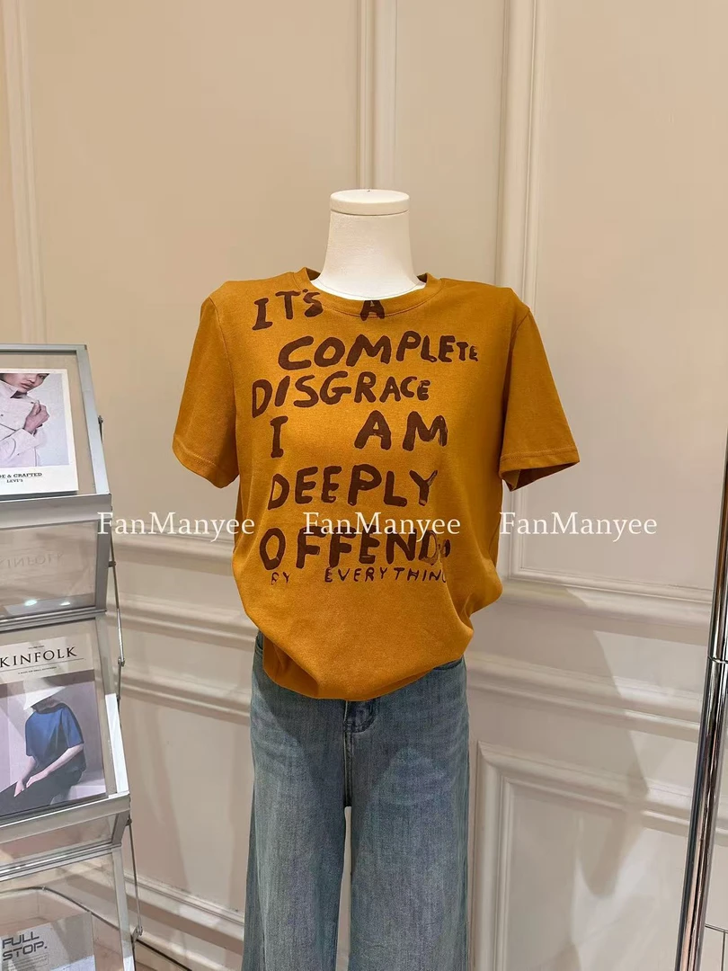 【怀旧字母T】夏季韩版圆领字母设计感小众休闲短袖百搭上衣