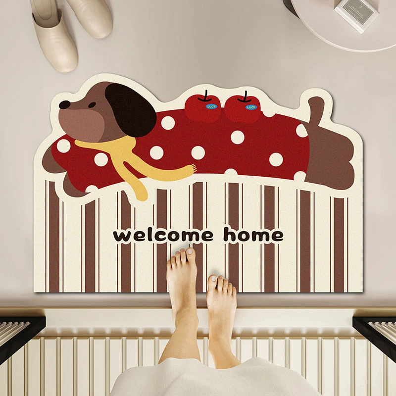 卡通可爱浴室地垫卫生间门口硅藻泥吸水防滑门垫脚垫厕所速干地毯