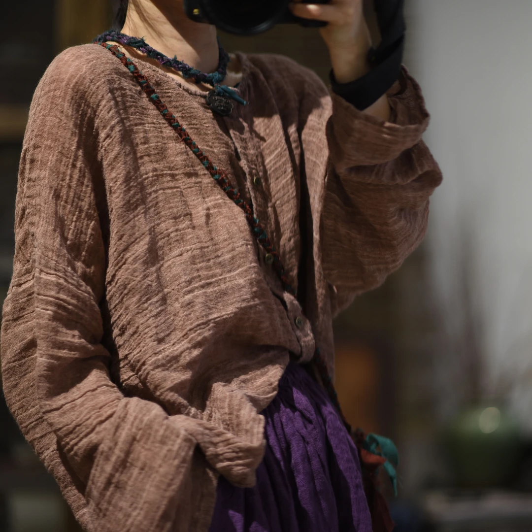 素年未央  SN59 文艺砂洗苎麻小衫开衫