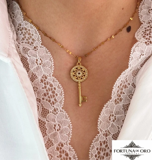 铜合金项链 14号金色ins钥匙花蕊项链精致饰品锁骨链小众气质百搭