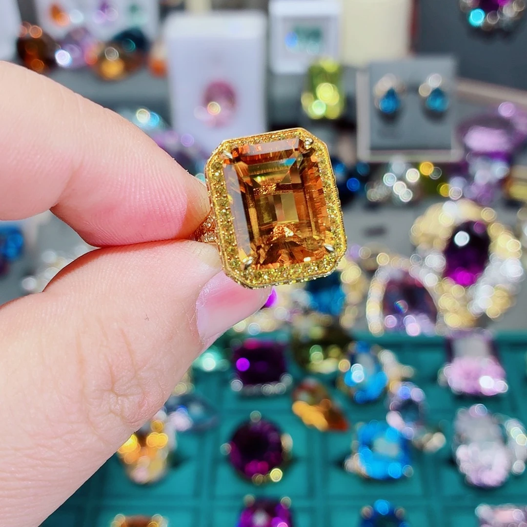 银S925镶嵌戒指黄晶