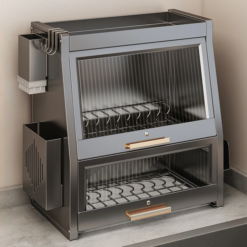 厨房碗碟收纳架家用多功能台面多层放碗盘碟筷收纳置物架碗柜