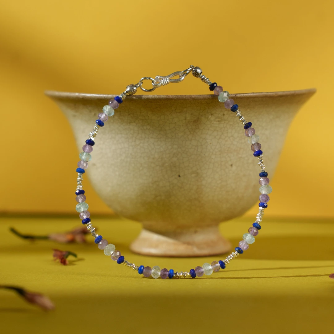 925银手链 【凝海】幻渺原创设计 | 小众蓝色高级拼接时尚手工手链