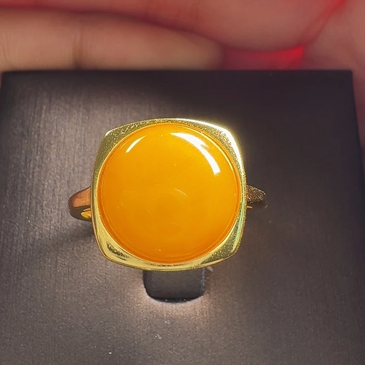 蜜蜡银S925镶嵌戒指戒指