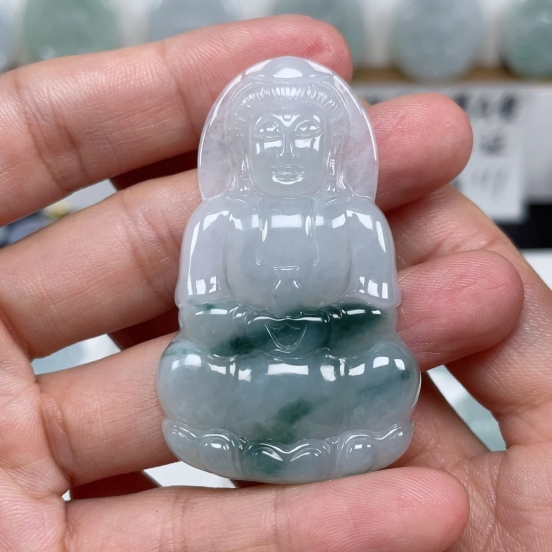 翡翠颈饰未镶嵌天然翡翠A货观音7号