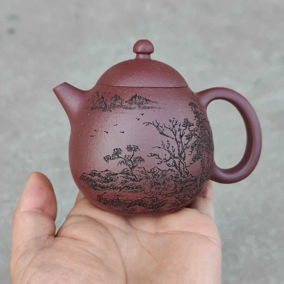 茶煮烟云起·龙蛋 深井老紫泥 容量200 宜兴紫砂壶