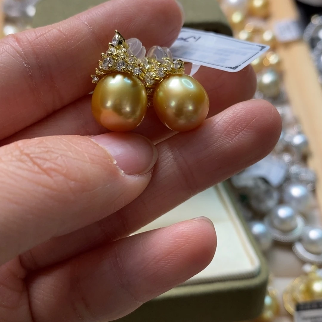 海水珍珠耳饰银S925镶嵌