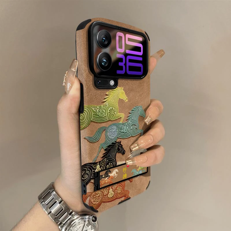 剪纸骏马适用于小米17手机壳翻毛皮全包防摔小众高级感国风男女款