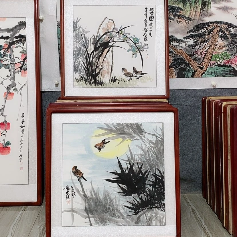 【闪购商品】国画书画作品带框65×65厘米