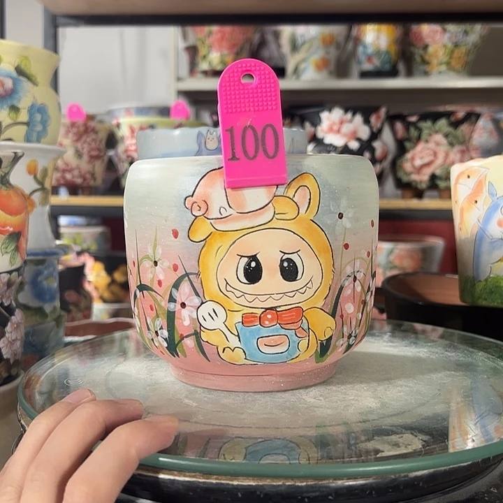 景德镇幸运花盆手绘韩式花盆