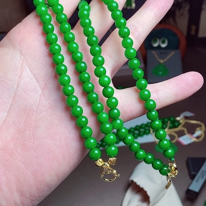 翡翠18K金镶嵌项链34