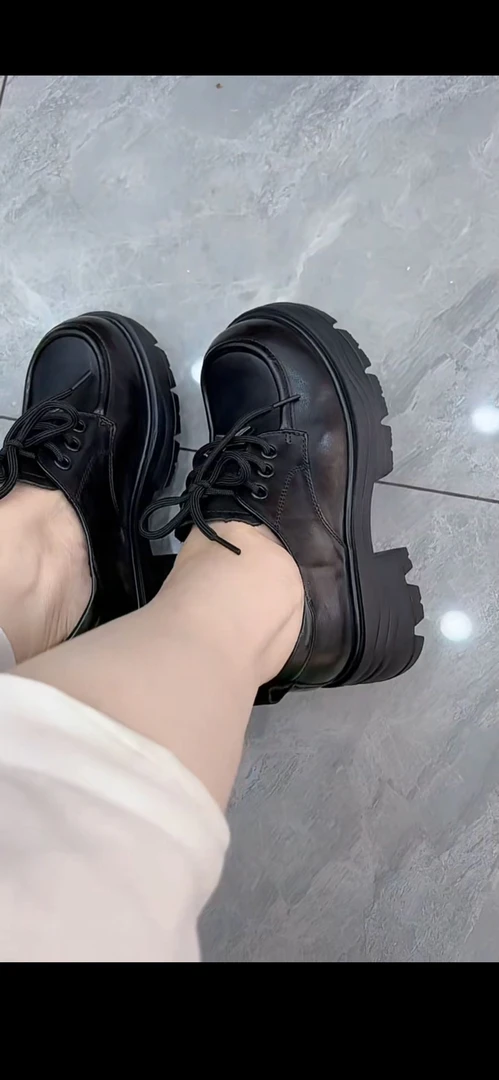 增高英伦单鞋厚底深口系带冬季春季厚款防滑秋季女士新款921