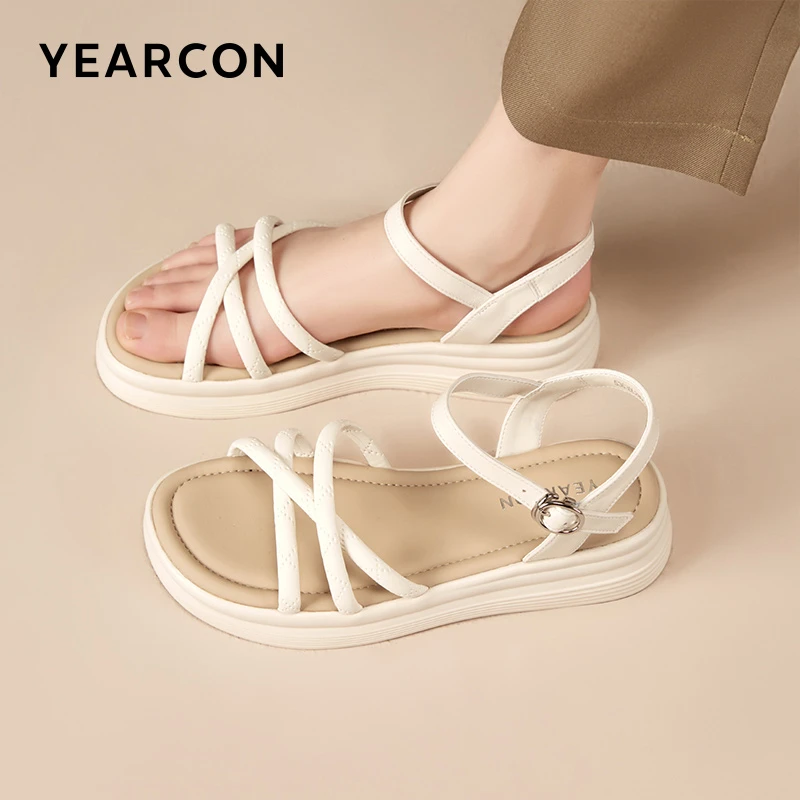 意尔康2025夏季新款平跟通勤时装凉鞋休闲网红夏季沙滩鞋