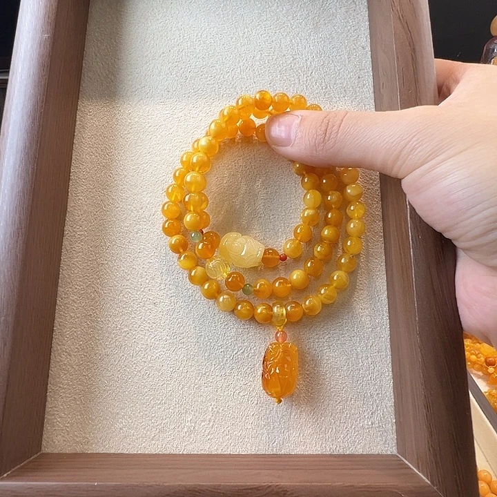 蜜蜡未镶嵌手链7mm蜜蜡手串