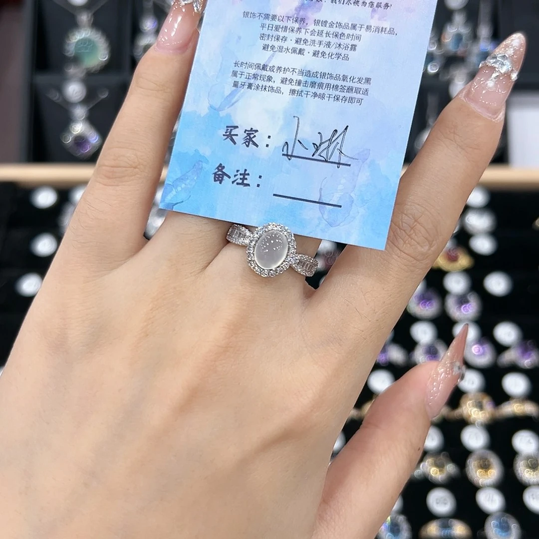 烟晶戒指银S925镶嵌戒指