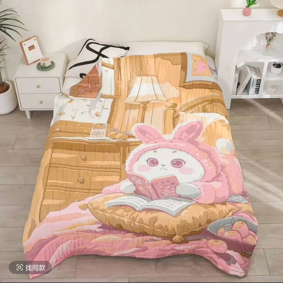 【读书小兔】 150cm x 200cm 纯棉多功能轻奢超柔轻奢泡芙被