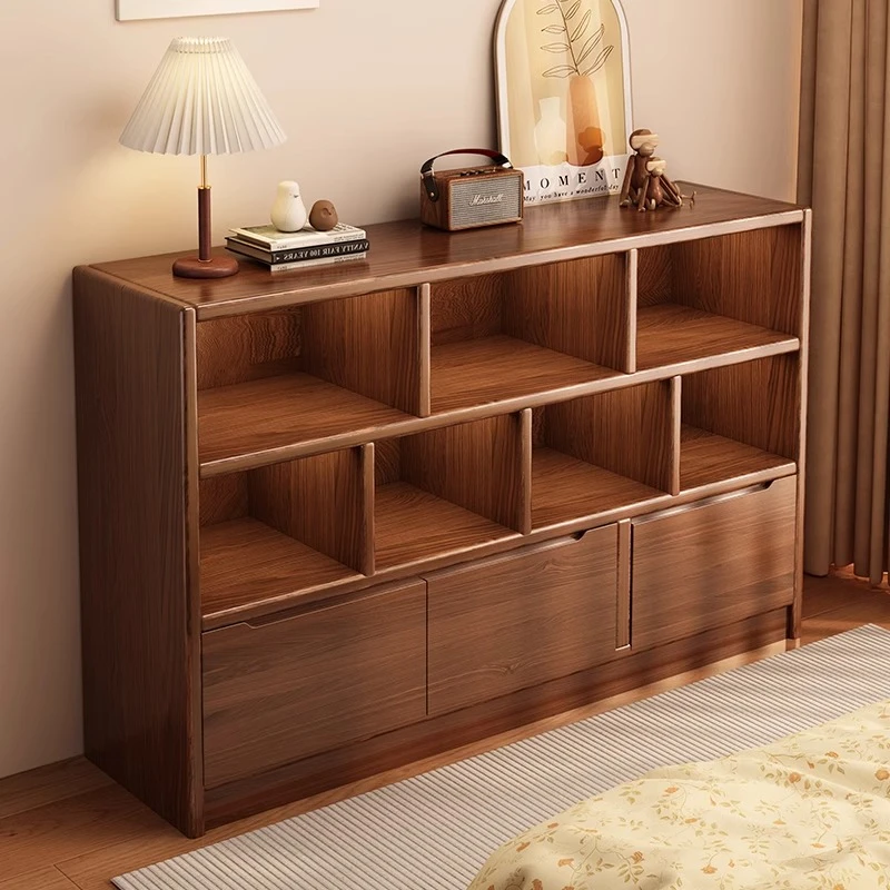 书柜储物柜一体靠墙实木书柜家用书柜幼儿园书包柜子客厅靠墙家用