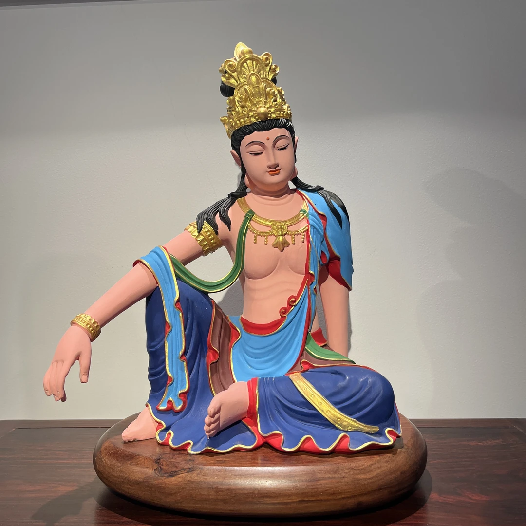 象牙果自在观音水月观音手工艺雕刻摆件客厅玄关禅意礼品30公分