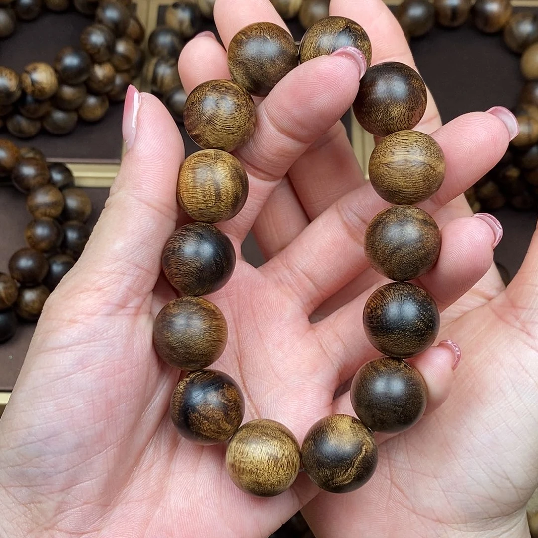 沉香手串越南芽庄白棋楠虎皮缨子瘤疤沉水