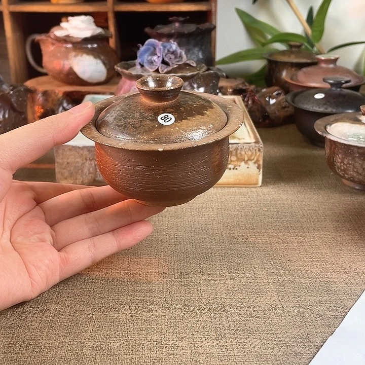 瓷片柴烧。 盖碗 福利。80号