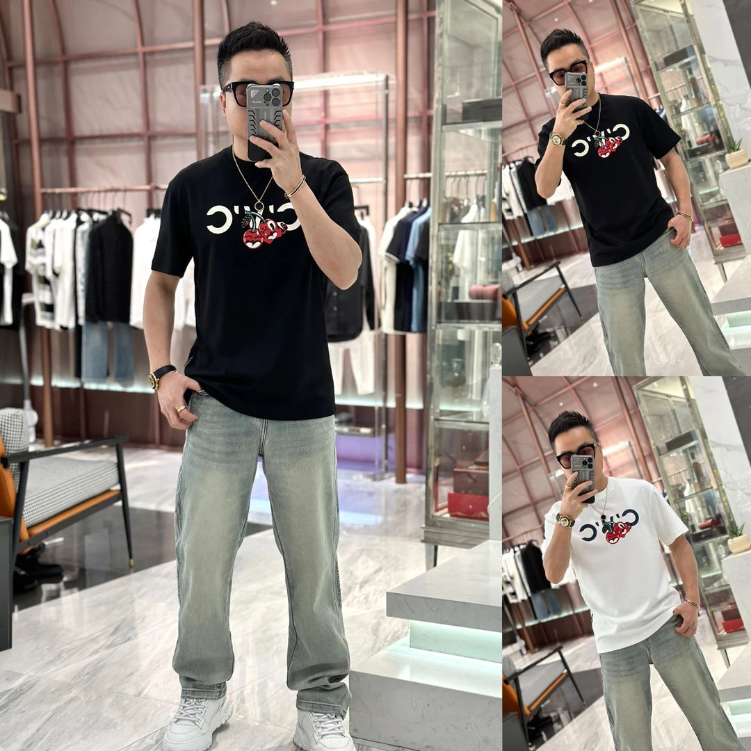 【发现者】2025男士欧货高工艺立体胶印休闲宽松圆领短袖T恤ZZD5061