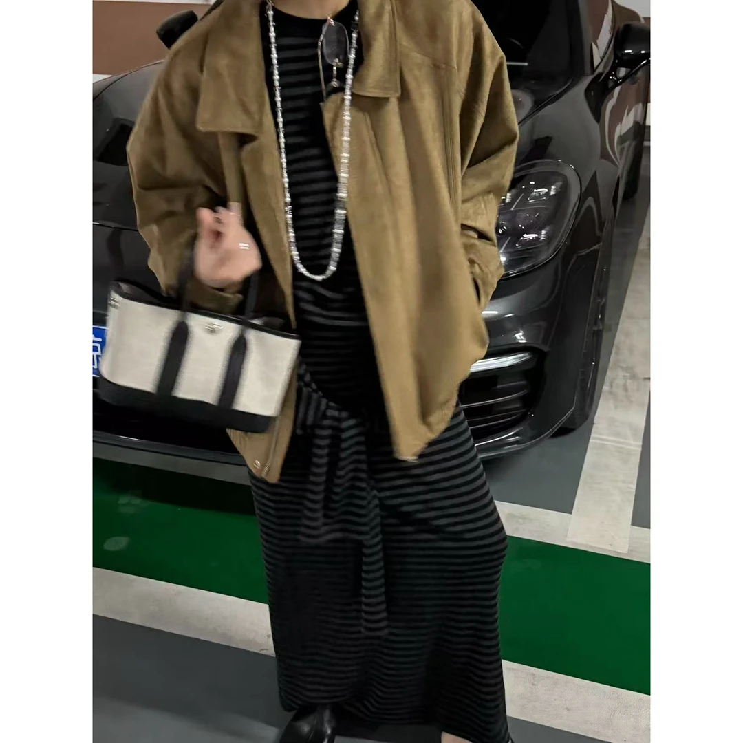 Nannanzhuo 翻领复古麂皮绒外套
