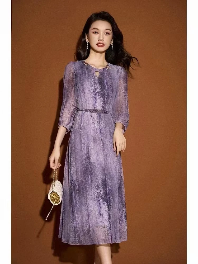 【遇见妳】5869新款夏季紫气东来时尚女装连衣裙