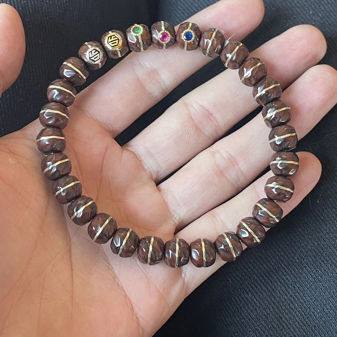 【佳哥严选】 J02752-紫金鼠实心无相五福系列单圈手串-8mm左右