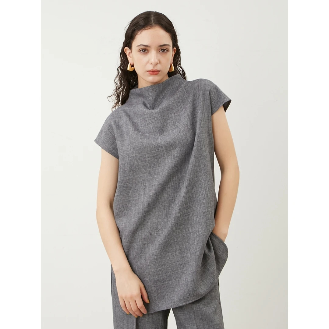 【Montendre】 M 秋季新款 休闲小高领短袖上衣+长裤套装