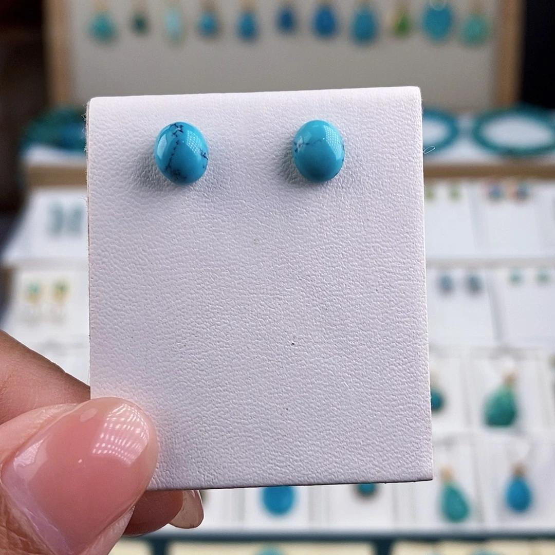 银S925镶嵌绿松石耳饰绿松石耳饰