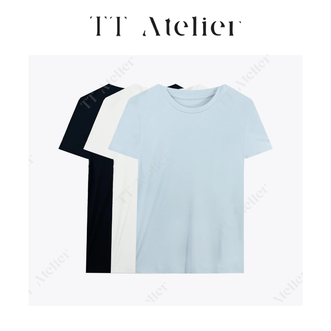 TT设计师【垂感】No退No换 时尚小众宽松透气天丝螺纹短袖TT190205