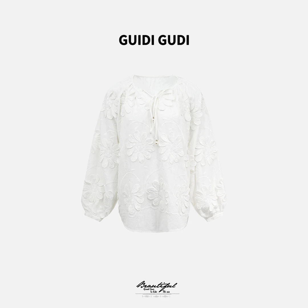 GUIDI GUDI【简单的快乐】黄加蓝重工透气亲肤长袖T恤 T9511135H