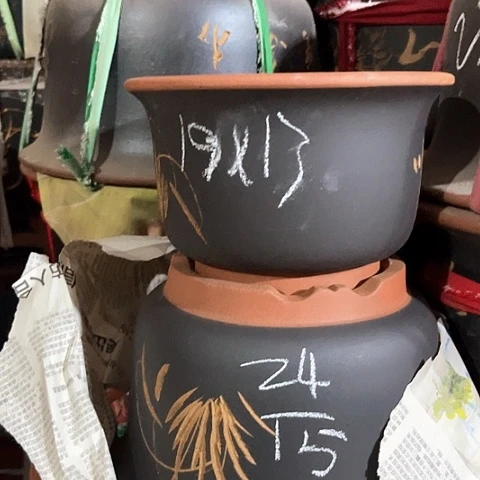 紫砂花盆金钟盆两只