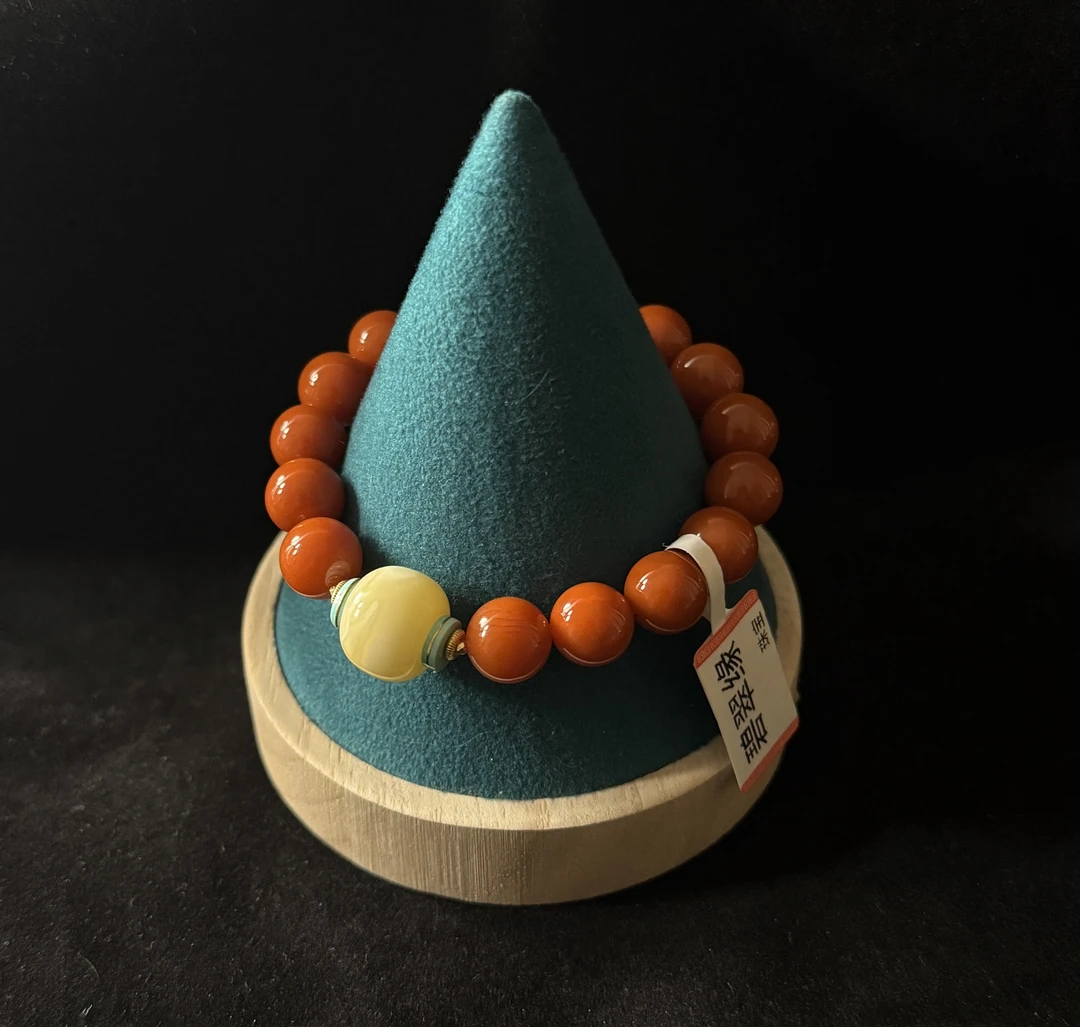 设计款南红蜜蜡圆珠单圈手串