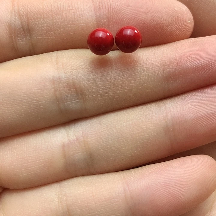 天然辰砂朱砂耳钉