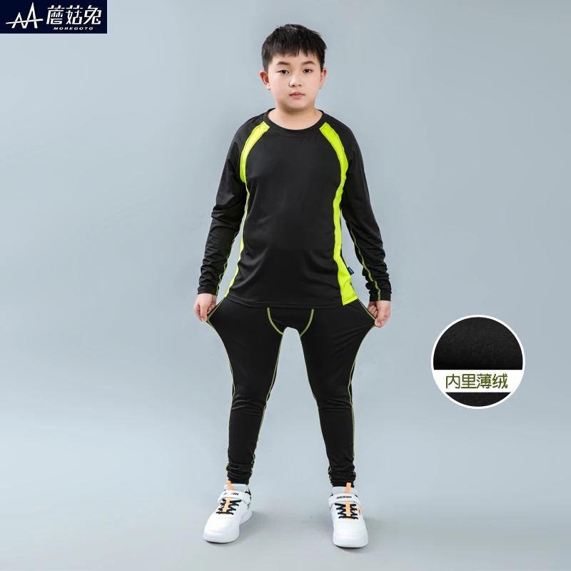 胖童男童紧身衣训练服秋冬运动套装篮球打底服胖男孩冬季保暖内搭